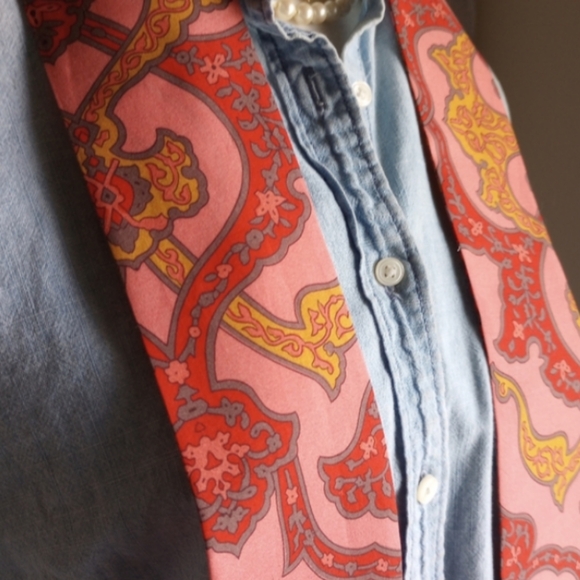 Liberty Art Fabric Skinny Scarf Organic Cotton Jimi Paisley Red Hendrix 60s 70s - Picture 7 of 14